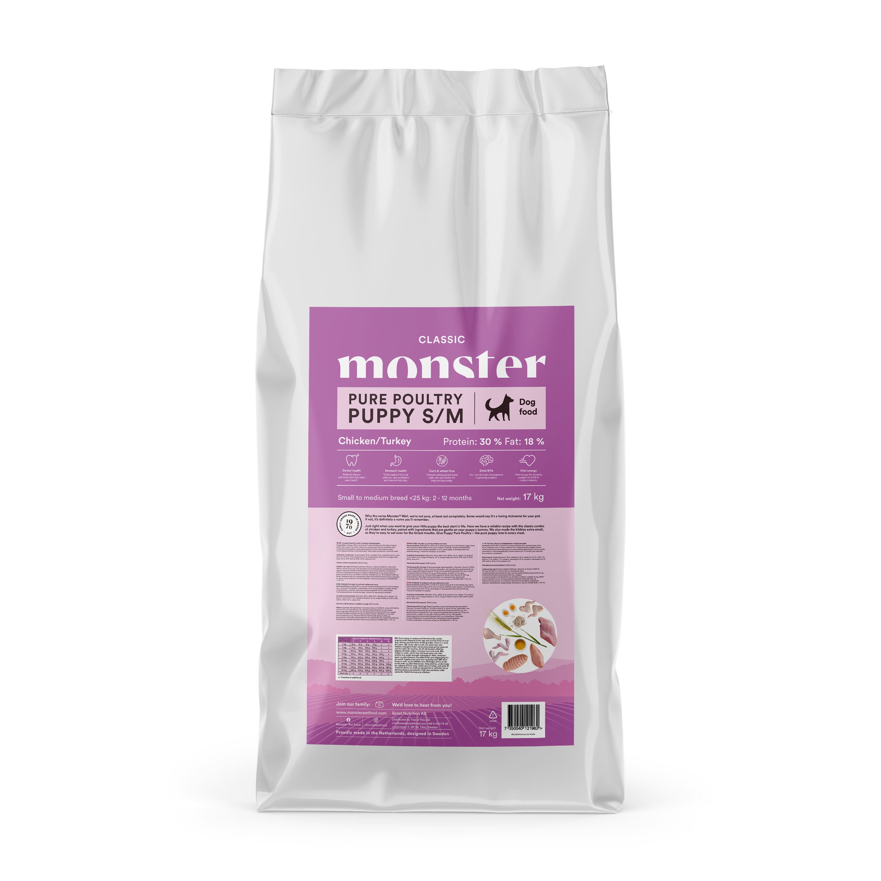 Monster Dog Classic Pure Poultry Puppy S/M 17 kg